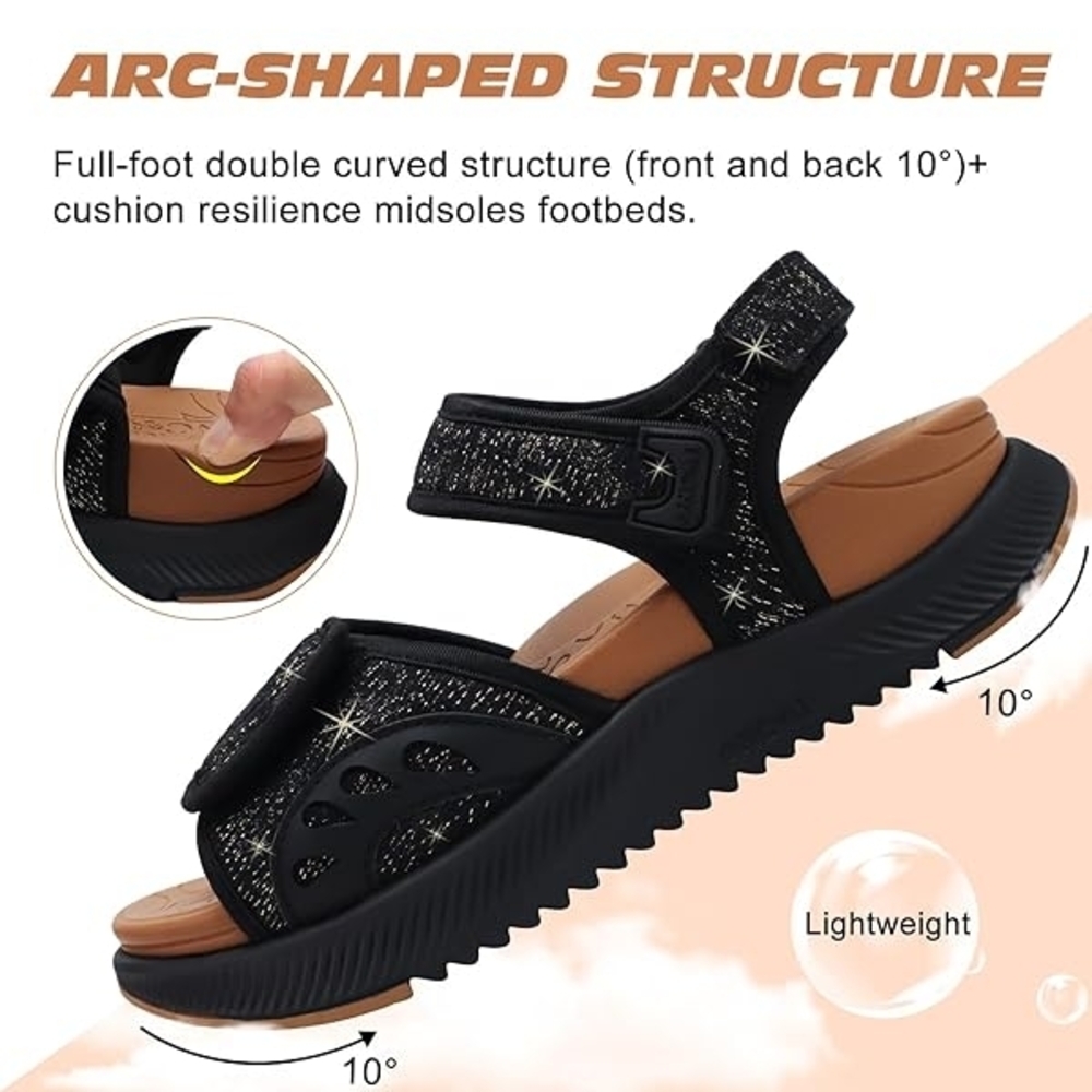 Elegant Black Glitter Women's Sandals - Picture 15 of 16